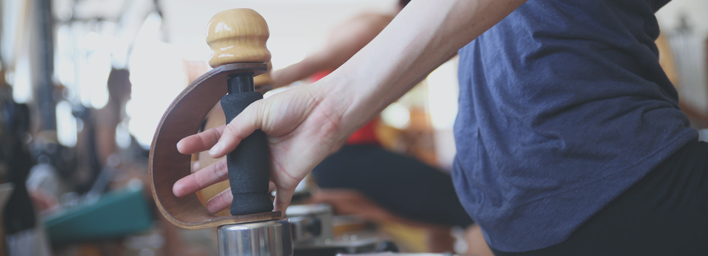 A professional Gyrotonic extension machine used for mindful movement and strength training in our Düsseldorf studio